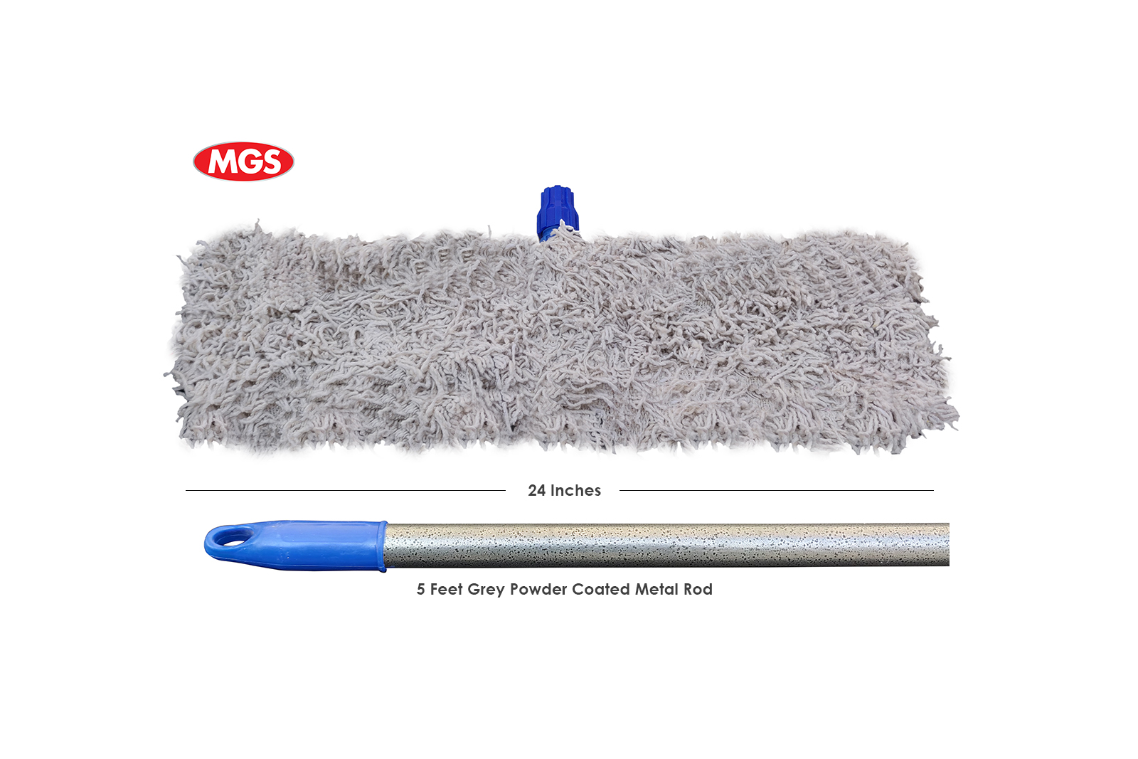 24 inches Dry Mop Simple with 5 Feet Metal Rod – Mop By MGS